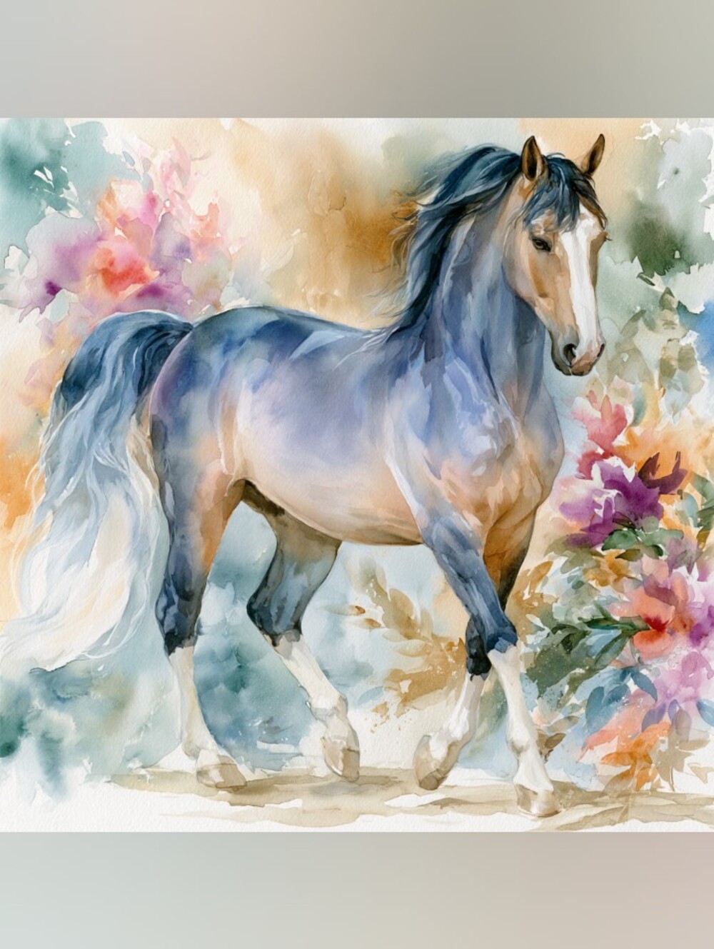 6pc=Beautiful Water Color Horse Prints